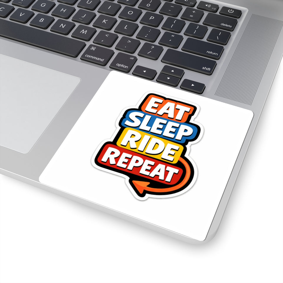 Eat Sleep Ride Repeat Sticker — Motorcycle & Cycling Kiss-Cut Decal