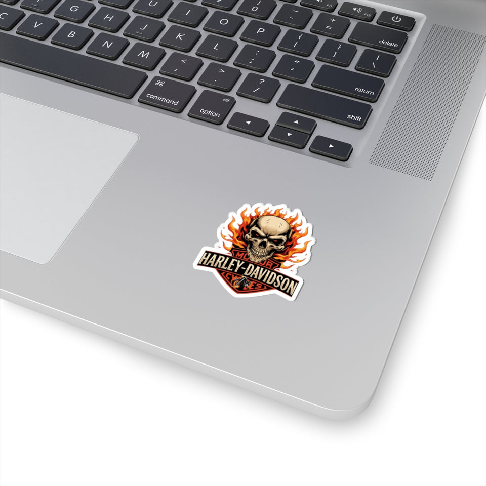Flaming Skull Harley-Davidson Kiss-Cut Sticker