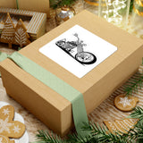 Chopper Motorcycle Kiss-Cut Sticker — Black & White Retro Bike Decal