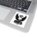 Ride or Die Motorcycle Skull Sticker - Kiss-Cut Biker Decal with Wings