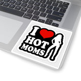 I  Hot Moms Kiss-Cut Sticker — Funny Retro Silhouette Decal