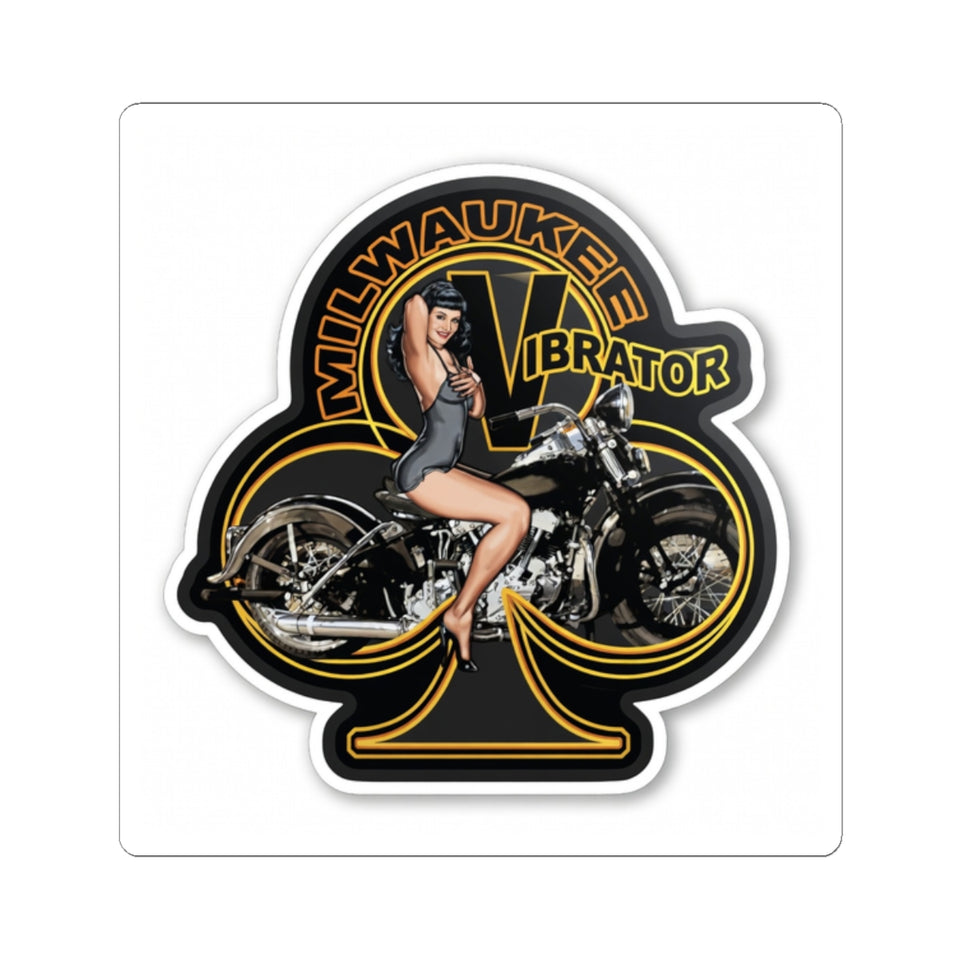 Milwaukee Vibrator Vintage Pinup Bike Sticker — Kiss-Cut Vinyl Decal