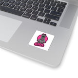 Biker Girl Kiss-Cut Sticker — Pink Motorcycle Helmet Heart Logo