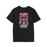Skeleton Binoculars T‑Shirt — "Oh, Look! Nobody Gives a Sh!t" Graphic Tee