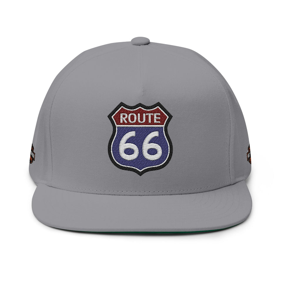 Route 66 Embroidered Flat Bill Cap