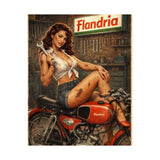 Vintage Pin-Up Motorcycle Poster – “Flandria” Matte Vertical Print