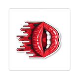 Red Drip Lips Kiss-Cut Sticker — Glossy Lip Art Decal for Laptops, Phones & Notebooks