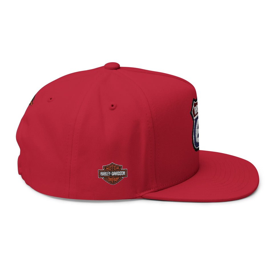 Route 66 Embroidered Flat Bill Cap