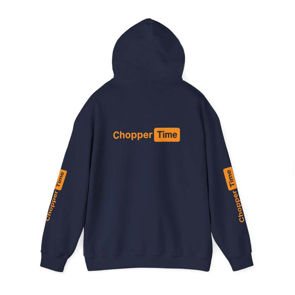 Chopper Time Hoodie — Minimal Logo Pullover for Motorcycle & Aviation Fans