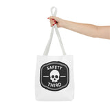 Safety Third Skull Tote Bag — Funny Biker/Mechanic Rebel Canvas Tote
