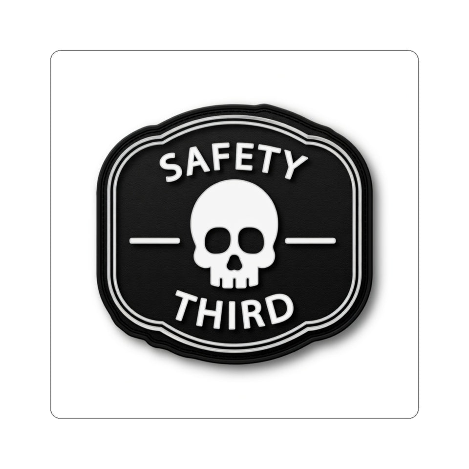 Safety Third Skull Sticker — Dark Humorous Vinyl Decal