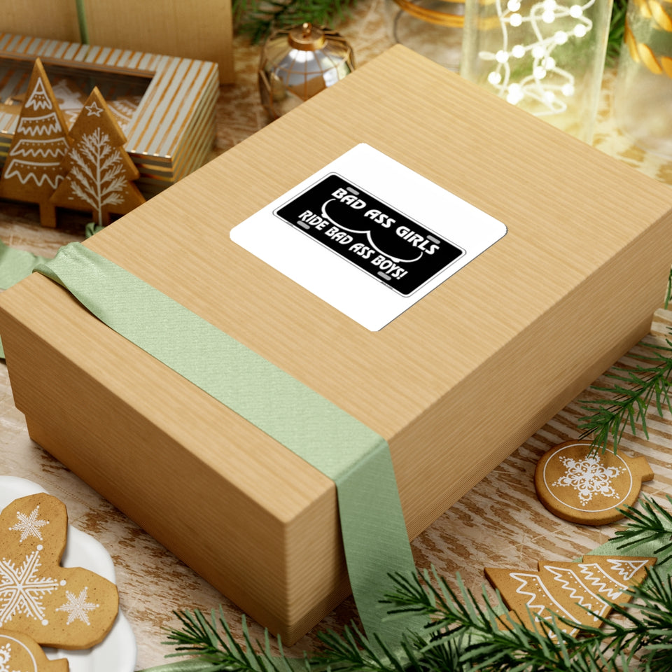 Kiss-Cut Sticker — “Bad Ass Girls Ride Bad Ass Boys!” Black License Plate Style