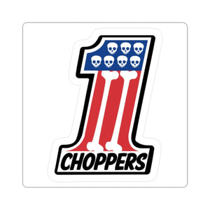 1 Choppers Skull Flag Sticker — Patriotic Motorcycle Decal
