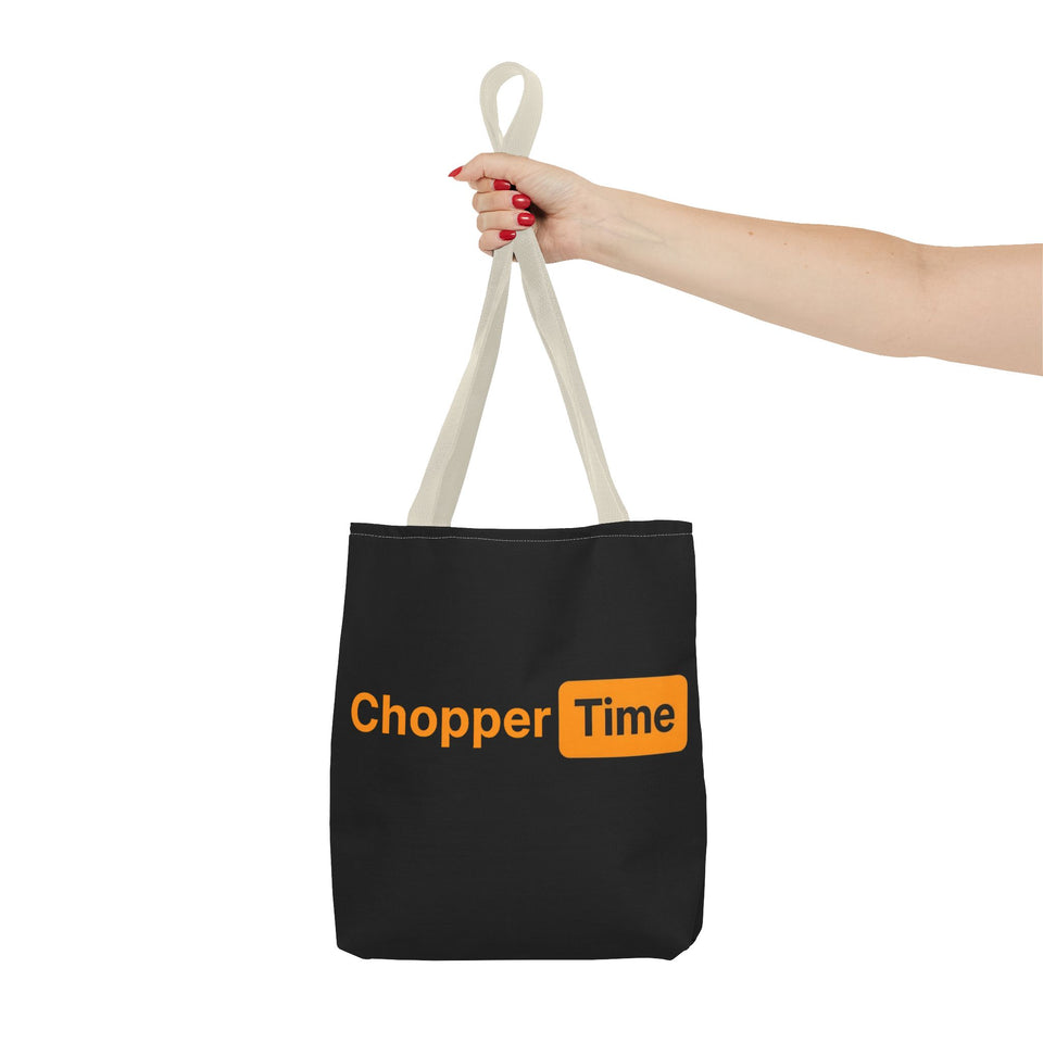 Chopper Time Tote Bag — Bold Orange Logo Canvas Tote