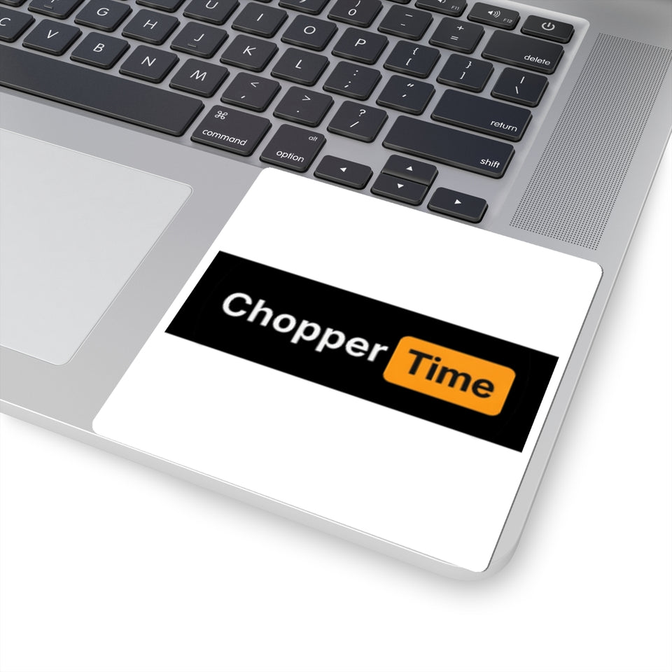 Chopper Time Sticker — Bold Black & Orange Kiss-Cut Decal