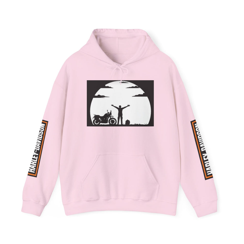 Harley-Davidson Sunset Ride Hoodie — Motorcycle Silhouette Graphic