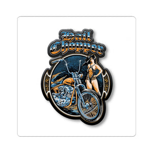 Chopper Girl Kiss-Cut Sticker — Retro Motorcycle Pinup Decal