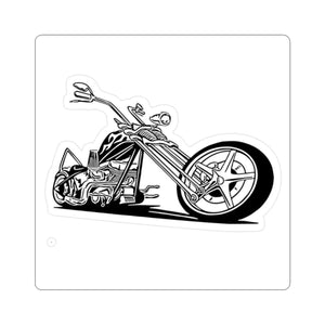 Chopper Motorcycle Kiss-Cut Sticker — Black & White Retro Bike Decal