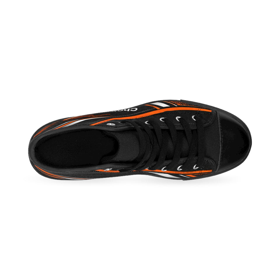 Chopper Time Men's High-Top Sneakers — Black & Orange Motorcycle-Inspired Shoes