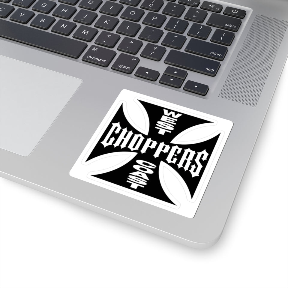 West Coast Choppers Cross Kiss-Cut Sticker — Motorcycle Biker Decal