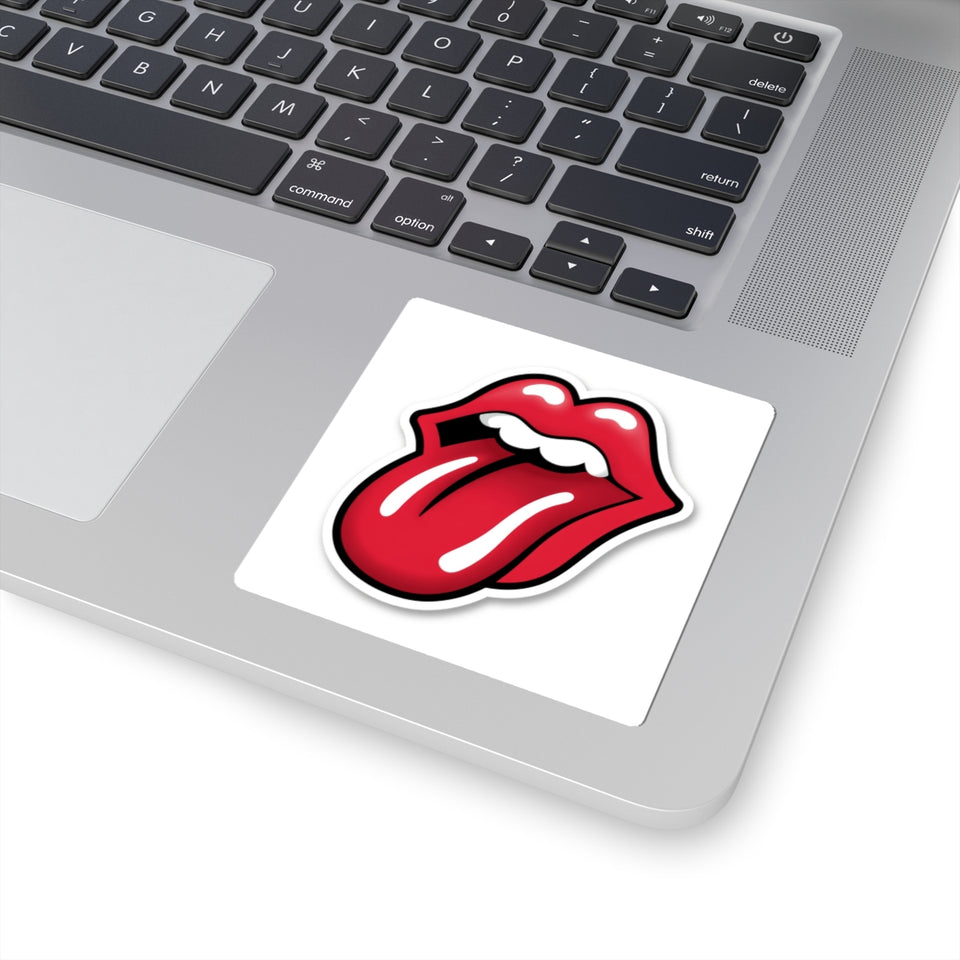 Rock Band Tongue Sticker — Red Kiss-Cut Decal for Laptops & Gear