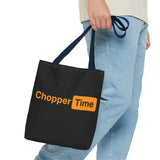 Chopper Time Tote Bag — Bold Orange Logo Canvas Tote