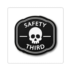 Safety Third Skull Sticker — Dark Humorous Vinyl Decal