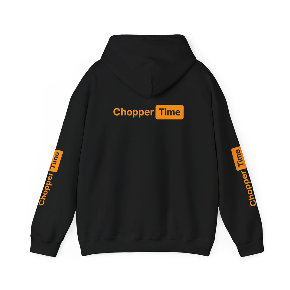 Chopper Time Hoodie — Minimal Logo Pullover for Motorcycle & Aviation Fans
