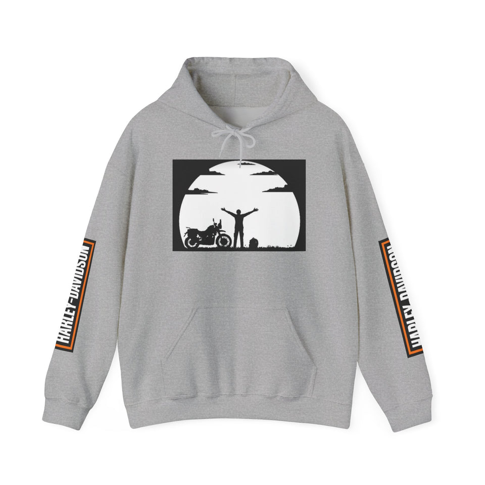 Harley-Davidson Sunset Ride Hoodie — Motorcycle Silhouette Graphic