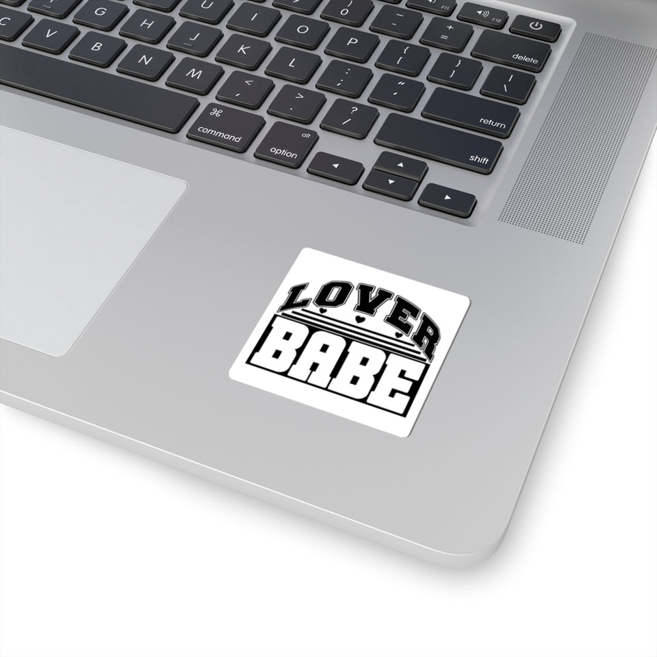 Lover Babe Kiss-Cut Sticker — Bold Retro Black & White Decal for Laptops, Water Bottles & Gifts