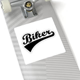 Biker Script Kiss-Cut Sticker — Retro Motorcycle Decal for Helmets, Laptops & Gear