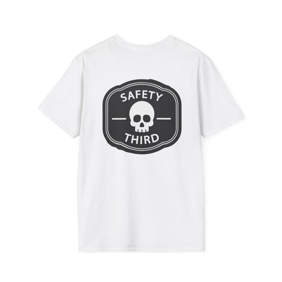 Safety Third Skull T-Shirt — Funny Retro Warning Graphic Tee