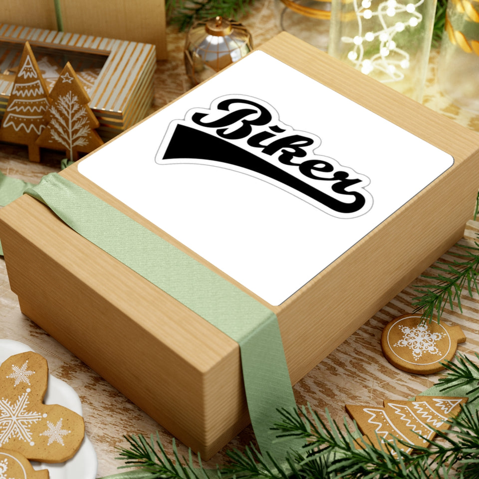 Biker Script Kiss-Cut Sticker — Retro Motorcycle Decal for Helmets, Laptops & Gear