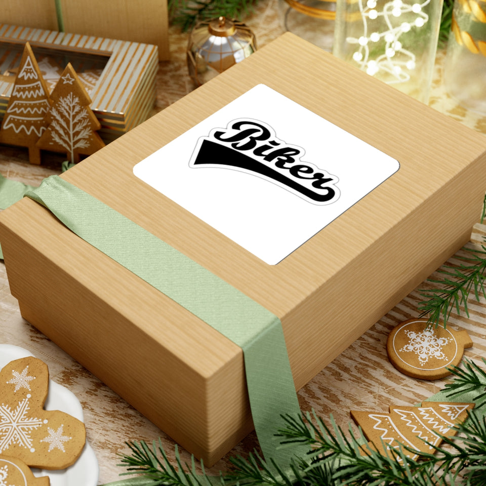 Biker Script Kiss-Cut Sticker — Retro Motorcycle Decal for Helmets, Laptops & Gear